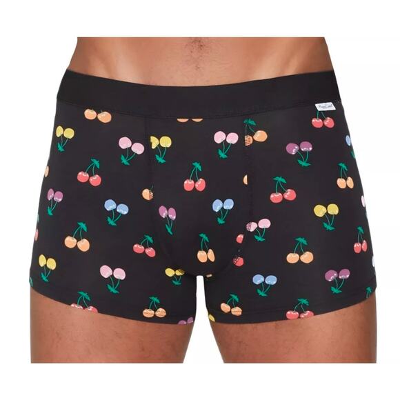 Happy Socks Mens Boxer Brief Underwear Medium Colorful Cherry in Black NEW - Picture 2 of 9